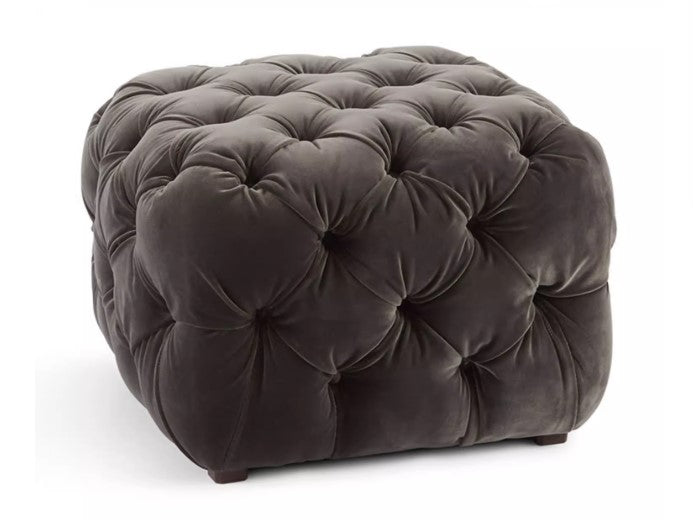 Cube Velvet Tufted Ottoman | PEARL