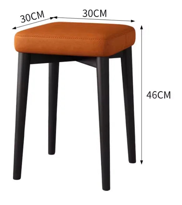 Orange upholstered stool with black legs, 30x30x46cm, modern home or office seating