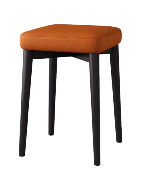 Orange upholstered stool with black legs, modern home furniture for Singapore interiors
