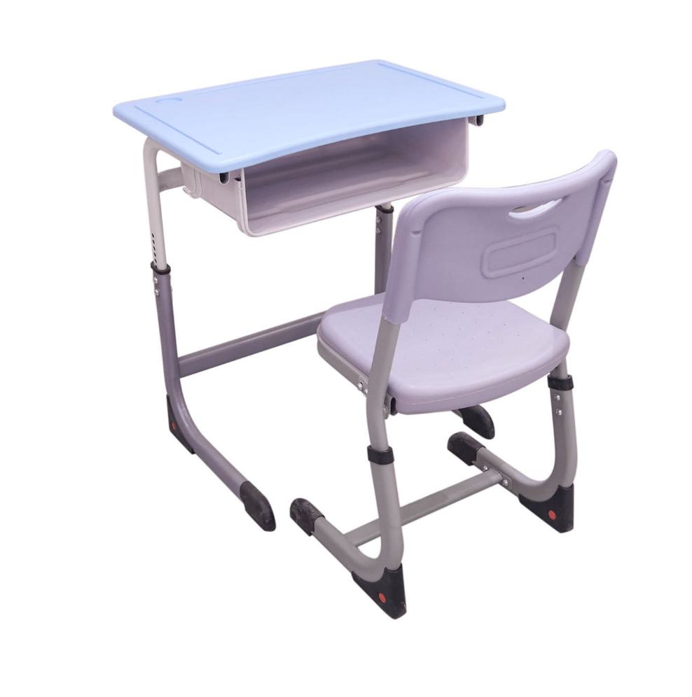 Height Adjustable Classroom Table w/ Metal Box Storage W600 - Cantilevered | CARRIE