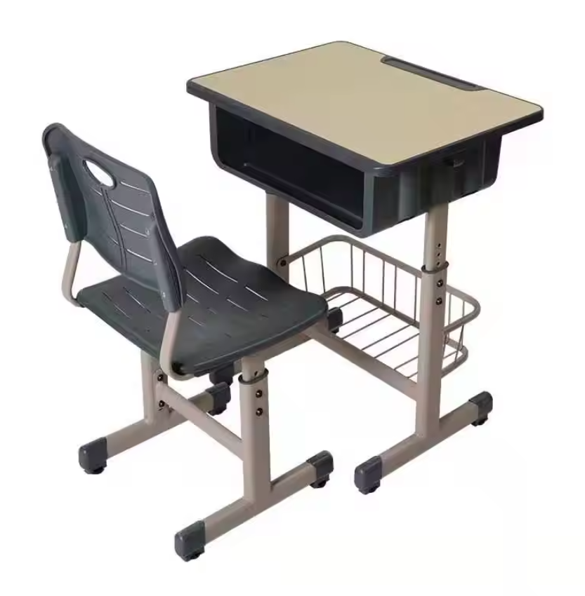 height adjustable classroom table with storage, cantilevered