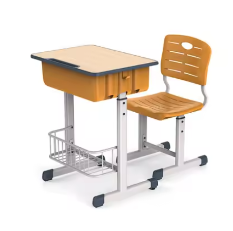 height adjustable classroom table with storage, cantilevered