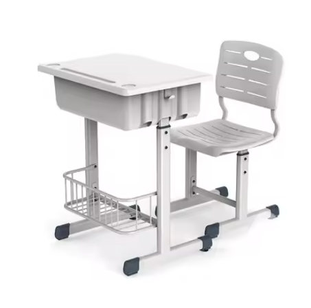 height adjustable classroom table with storage, cantilevered