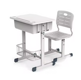 height adjustable classroom table with storage, cantilevered