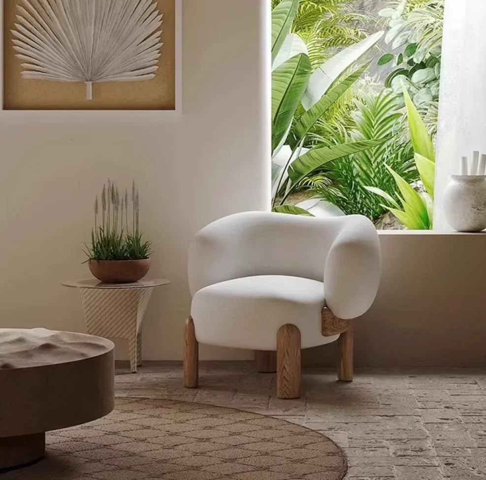lounge curved boucle chair
