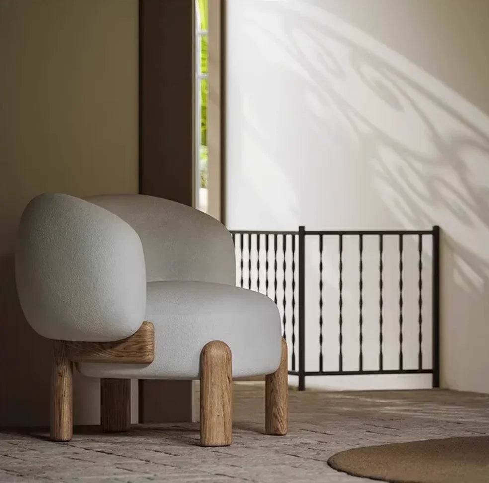 Bouclé Lounge Curved Chair | AMALA