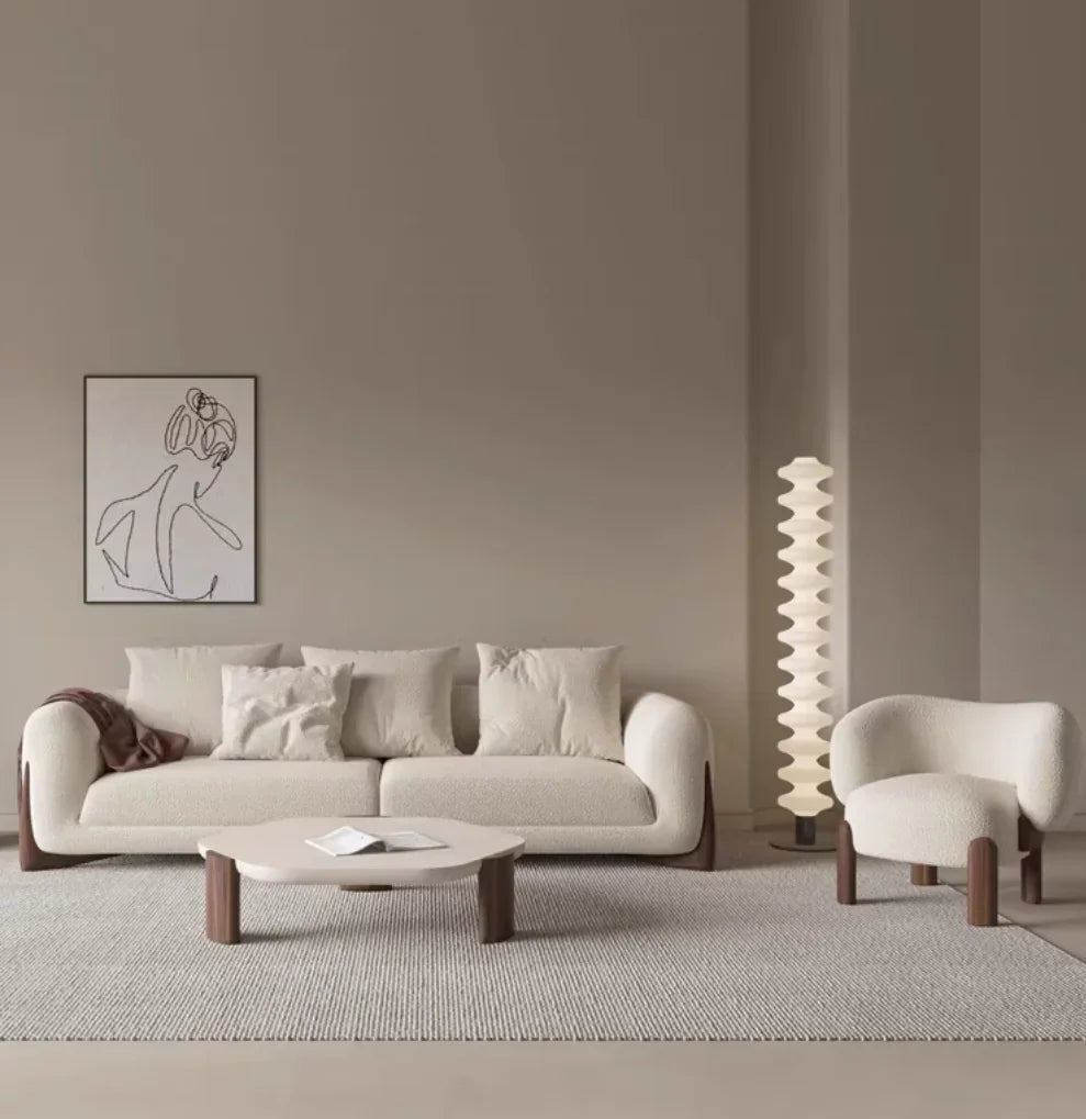 Bouclé Lounge Curved Chair | AMALA