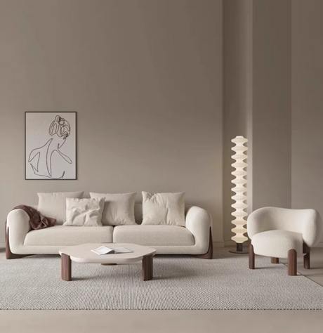 Bouclé Lounge Curved Chair | AMALA