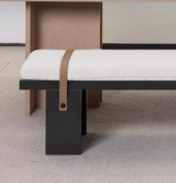 UMA contemporary upholstered oak bench for dining and living spaces