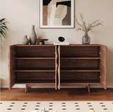 Mid century style solid wood sideboard cabinet with decorative storage display