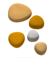 Kona upholstered triangular pouf with soft fabric finish