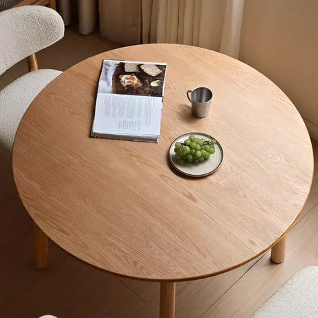 Japandi solid wood round dining table