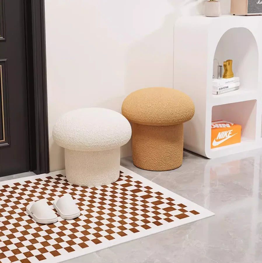 affordable Mushroom Bouclé Pouf Stool