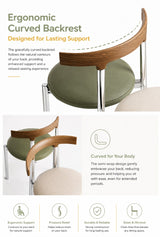 black dining chair with steel frame with curved backrest