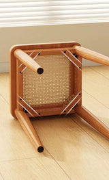 Solid Wood Square Stool with Rattan Seat | YNA