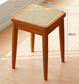 Solid Wood Square Stool with Rattan Seat | YNA