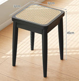 Solid Wood Square Stool with Rattan Seat | YNA
