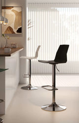 Wesley Height Adjustable Swivel Barstool in black and white