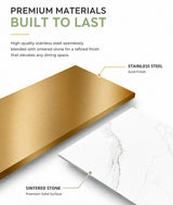 Sintered Stone Table with Stainless Steel Wrapped Edge | AURELIA Gold 120X60