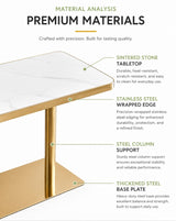 Sintered Stone Table with Stainless Steel Wrapped Edge | AURELIA Gold 120X60