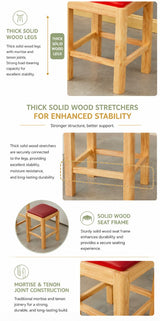 Solid Wood Stool with Cushioned Seat | ADA