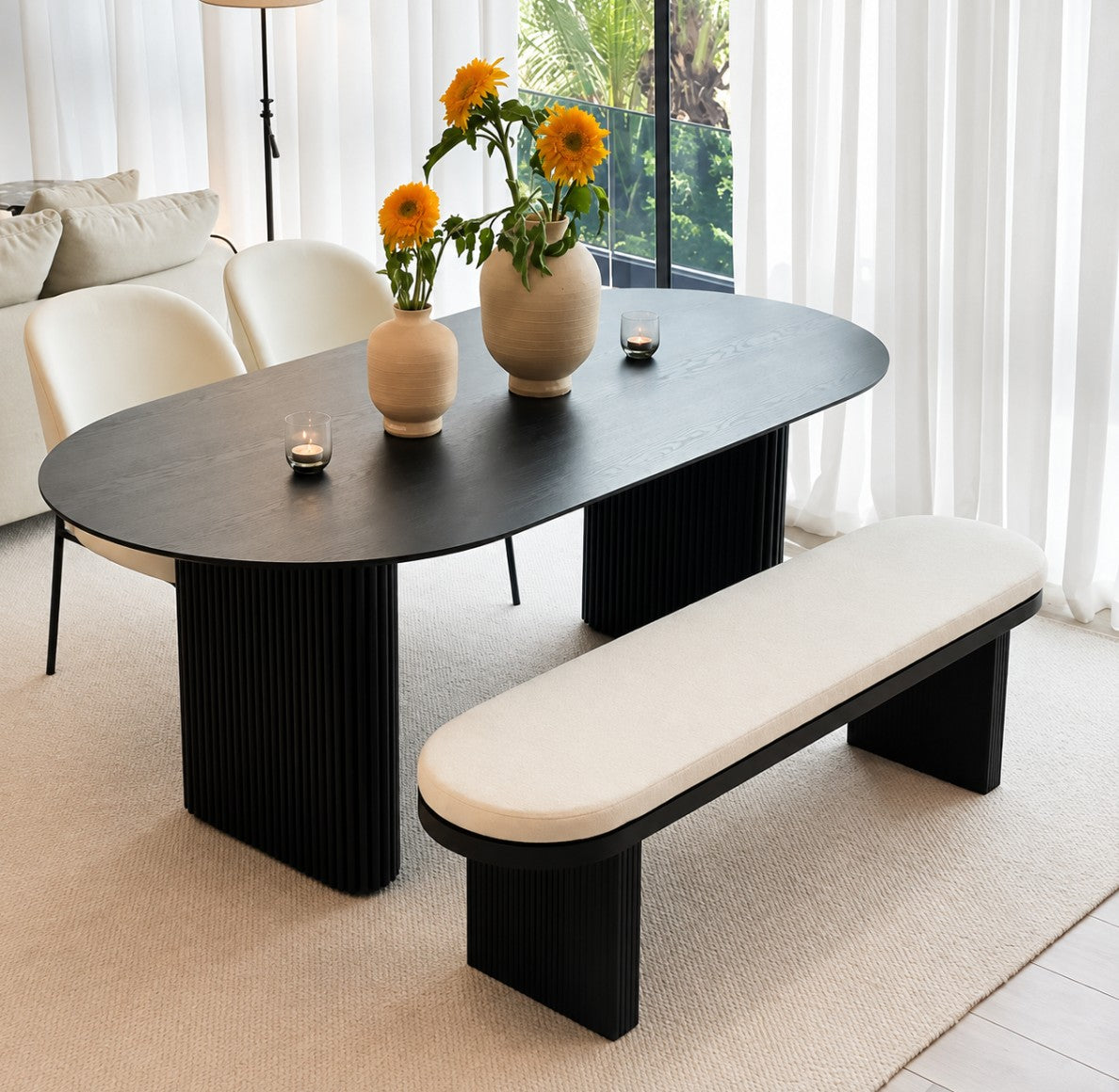 Black Wooden Bench