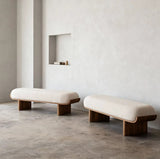 upholstered dining bench in solid wood frame