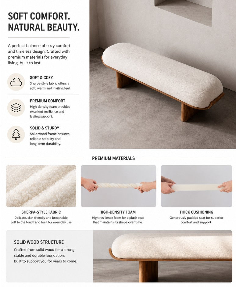 Wood Upholstered Dining Bench | URVI