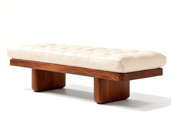 solid wood upholstered tufted bench