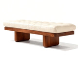 solid wood upholstered tufted bench