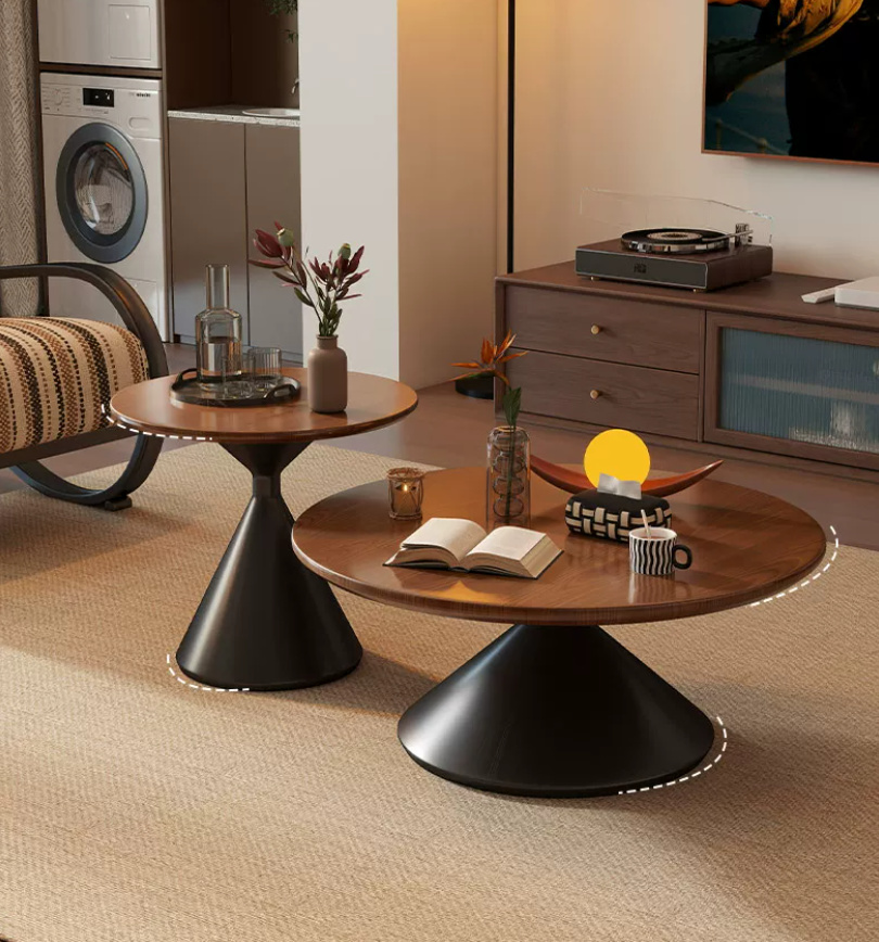 nesting round solid wood coffee table