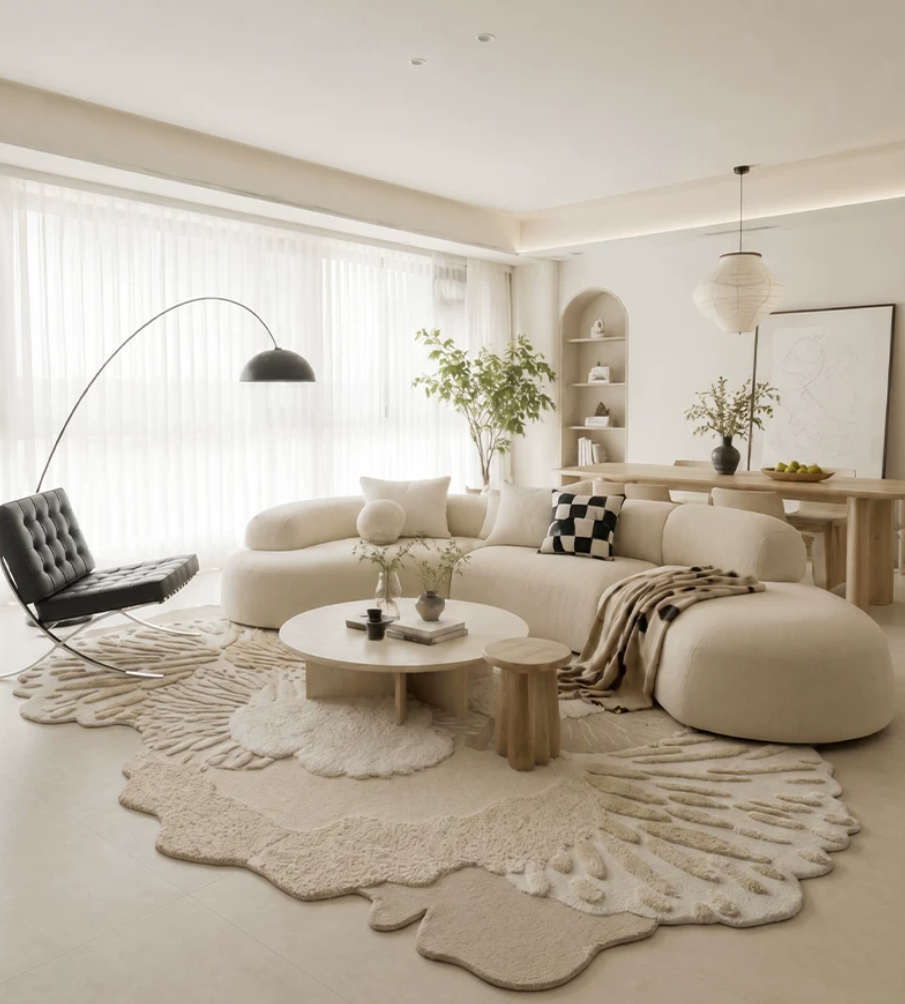 Handmade sculptural 3D textured Floral Rug 