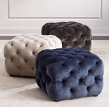 Cube Velvet Tufted Ottoman | PEARL