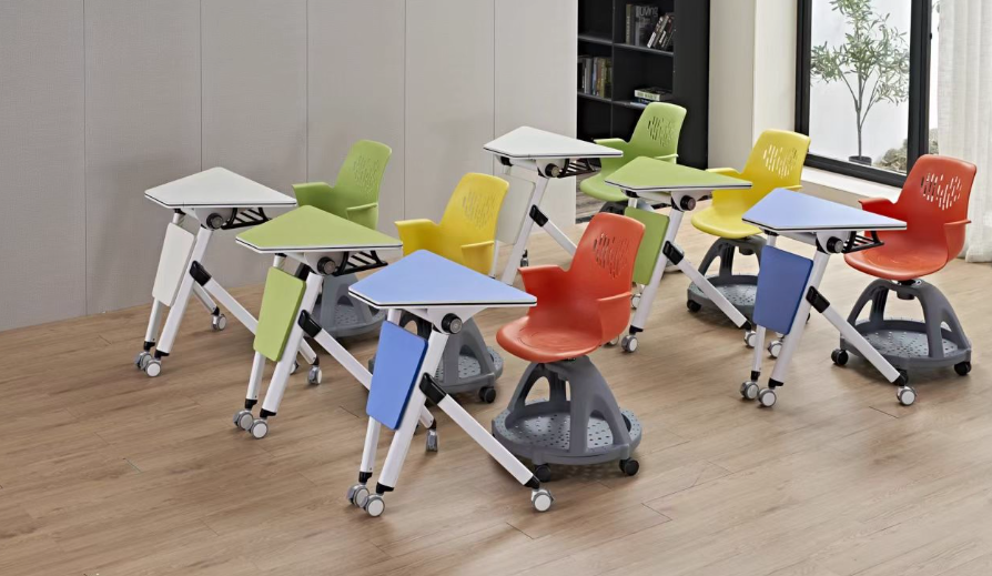 fan-shape foldable collaborative table
