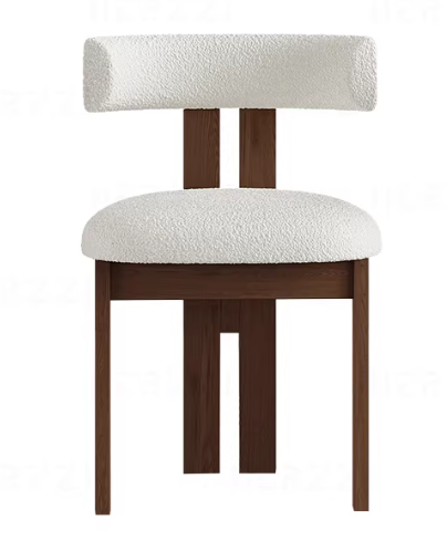 Blakely Deval bouclé dining chair with solid wood frame and curved upholstered backrest