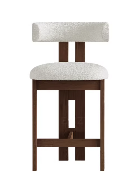 DEVAL blakely bouclé bar chair with solid wood frame and curved upholstered backrest