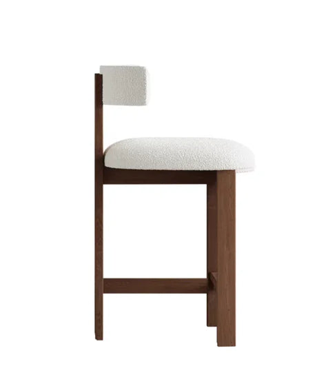 50cm - 95 cm bar chair with padded seat and sculptural wooden frame