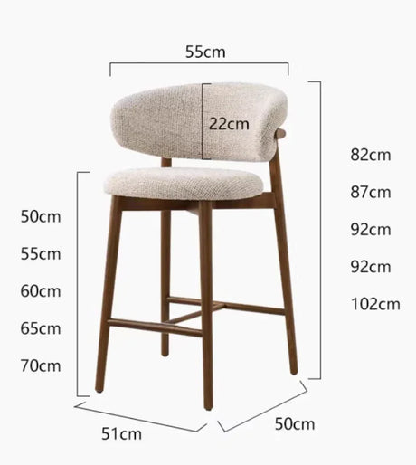 Solid Wood Bar Chair | KALEN