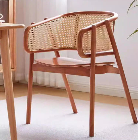Rattan Dining Arm Chair with Solid Wood Seat | RIVA