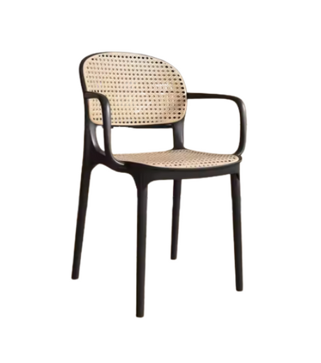 Black PP perforated rattan style dining side chair