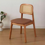 Rattan Dining Side Chair w/ PU Seat | ELARA