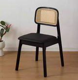 Rattan Dining Side Chair w/ PU Seat | ELARA