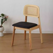 Rattan Dining Side Chair w/ PU Seat | ELARA