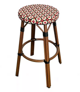wicker rattan bar stool in red