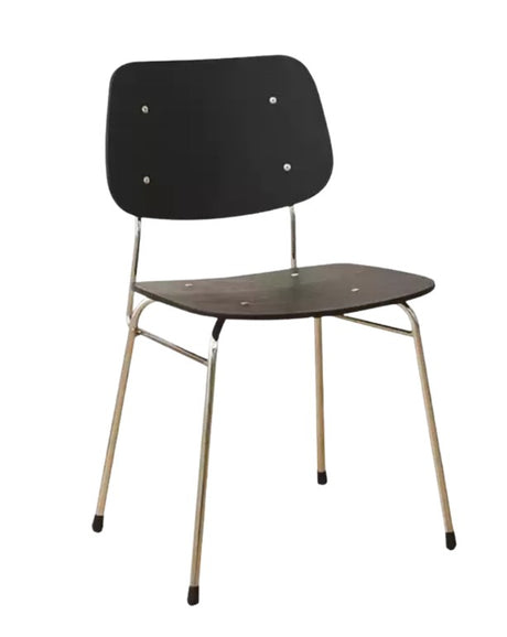 Willow black dining chair with wood seat