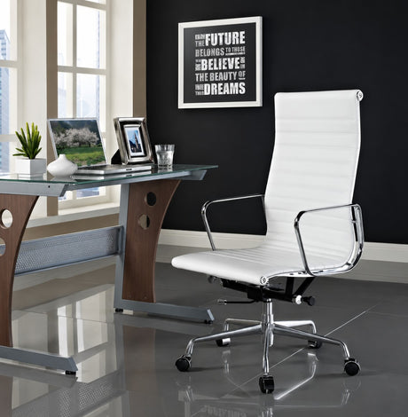 Eam aluminum highback office hair in white