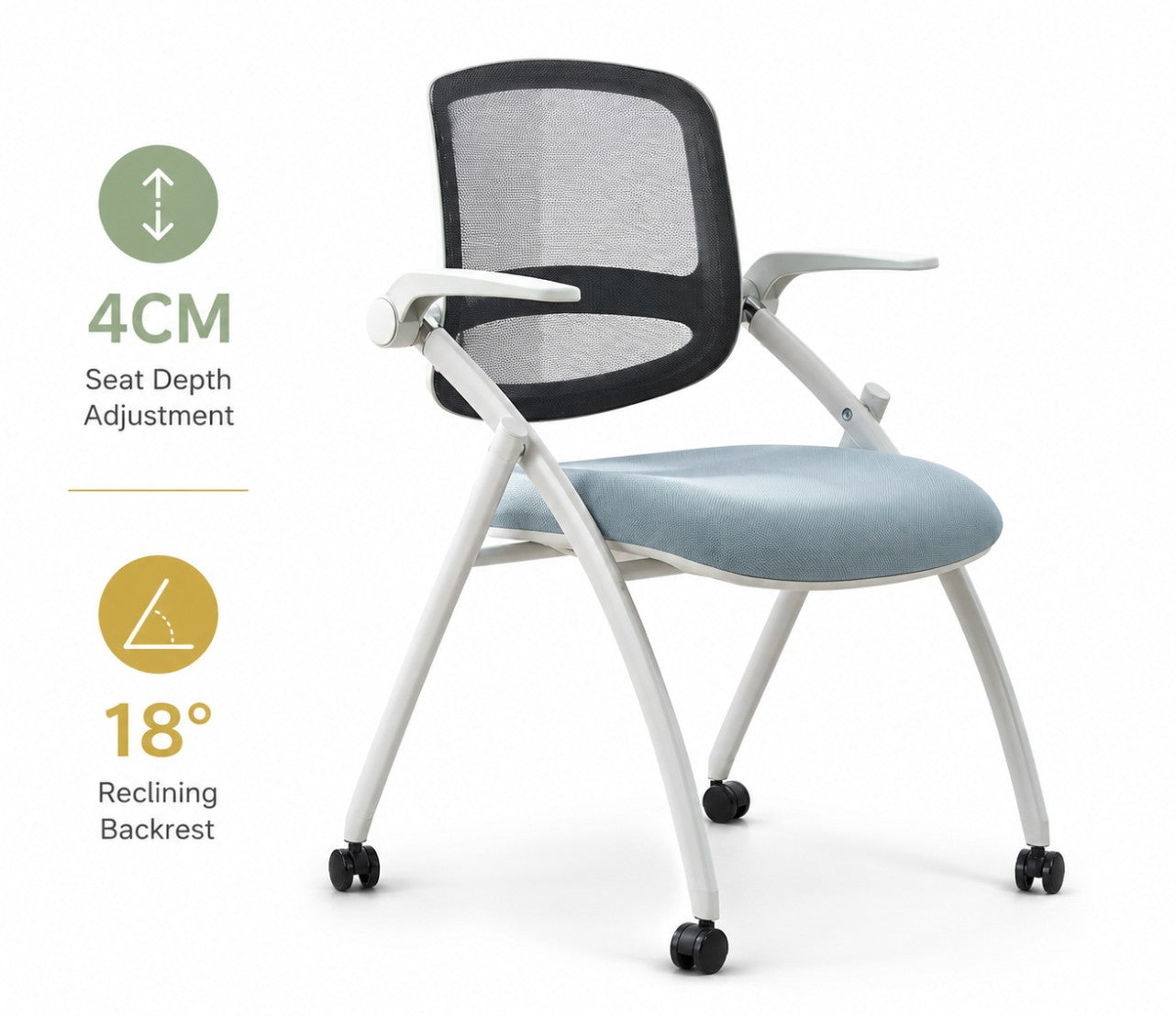 Training Armchair with Castors + Foldable Armrests + Tiltable Backrest | LIAM