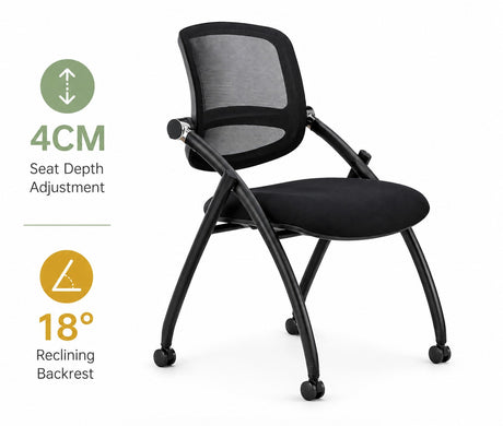 Training Side Chair with Castors + Tiltable Backrest | LIAM