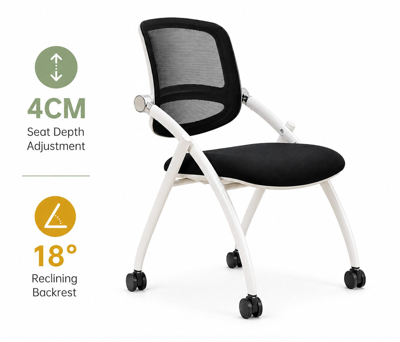 Training Side Chair with Castors + Tiltable Backrest | LIAM