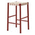 red bar stool with woven seat